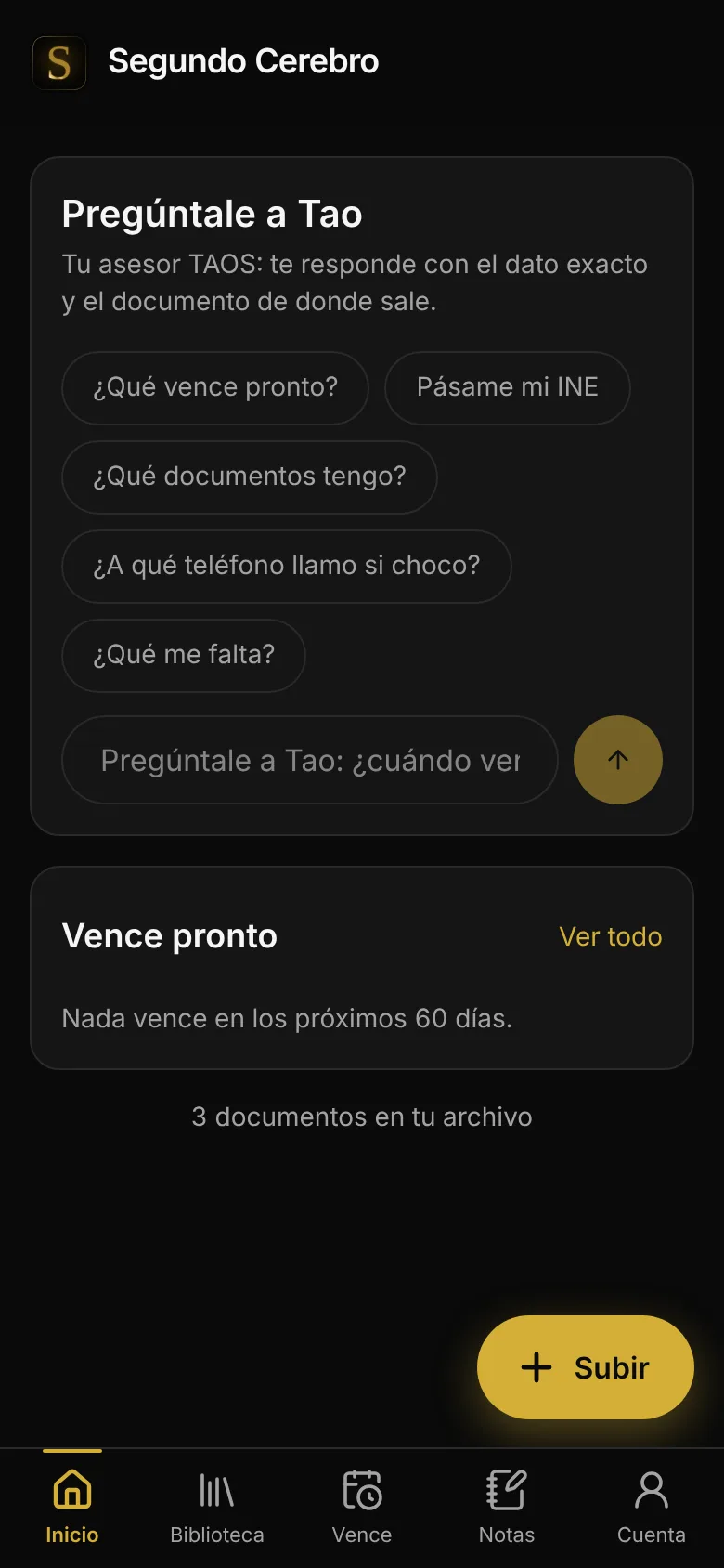 Segundo Cerebro con preguntas a Tao