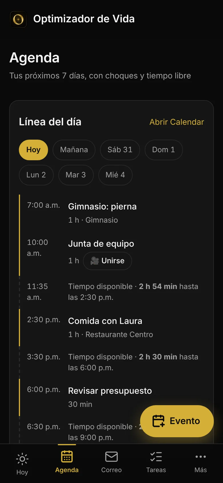 Agenda del Panel de Vida